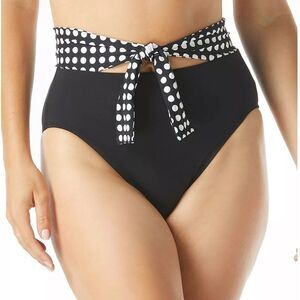 NEW Coco Reef Womens Black High Waist Bikini Swim Bottoms Lure Tie, swimwear L
